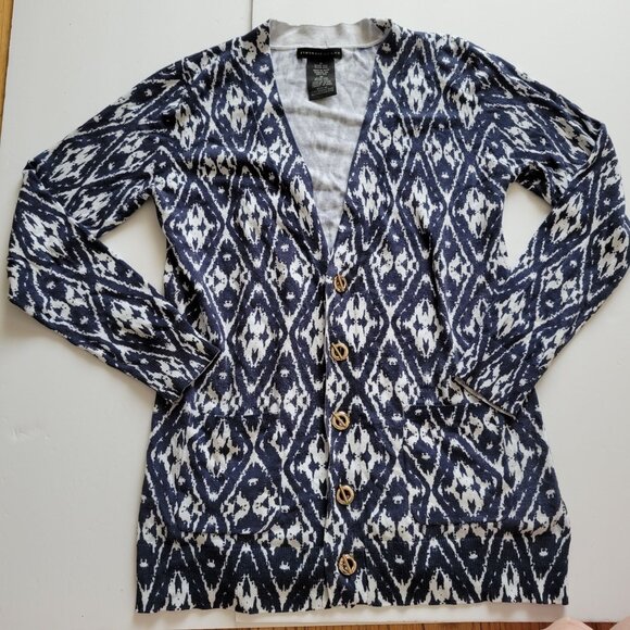 Grace Elements Diamond Batik Cardigan M Blue & White - Picture 3 of 6